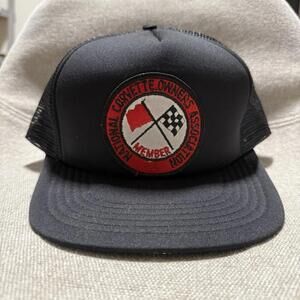 Vintage Corvette Owners Assoc Patch Black Mesh Trucker Snapback Hat AJM OSFA